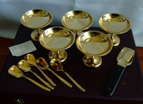 懸賞品★レディーボーデン・アイスクリーム・食器セット・24金メッキ・中古