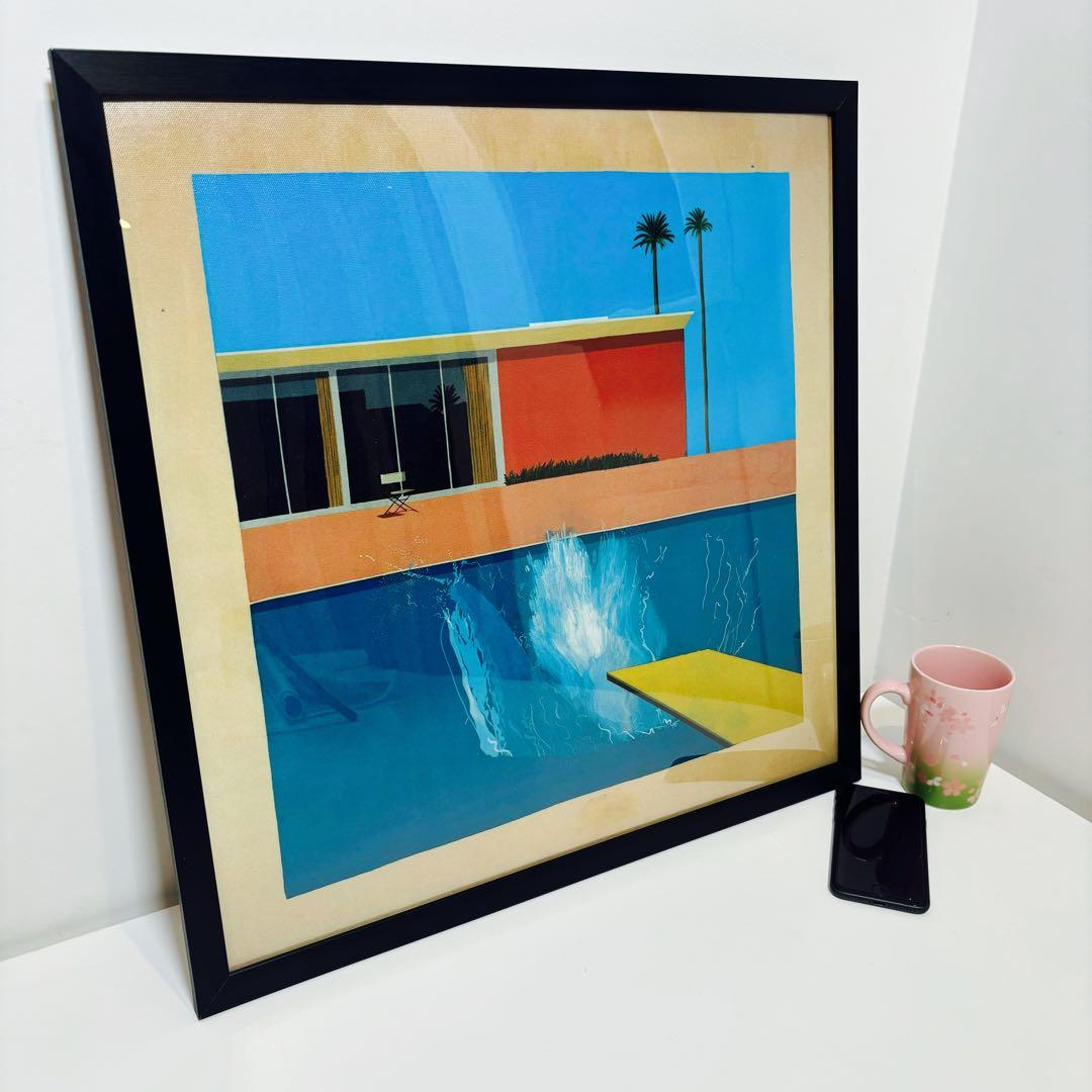 【50cm×50cm額付ポスター】デイヴィッド・ホックニー  「大きな水しぶき」