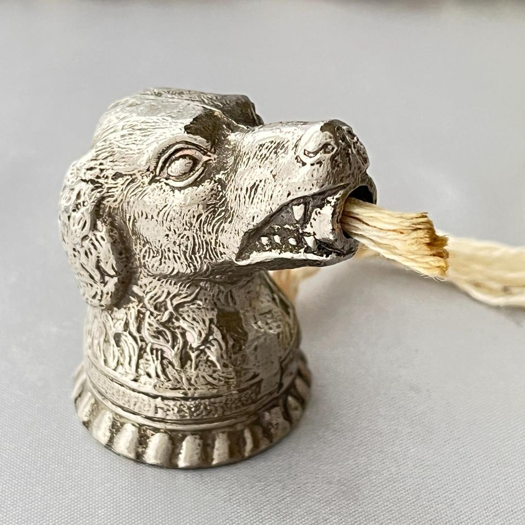 【英国】レトリバー テーブルシガーライター【シルバープレート / ガラス】犬