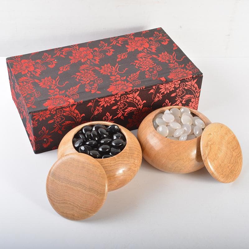 囲碁　碁石　天然石　瑪瑙碁石　玉石　碁笥　一套　D　R7203B