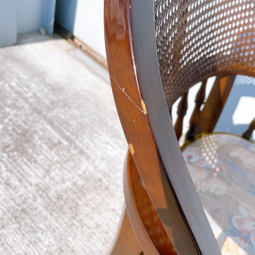 オールドカリモク コロニアル 花柄 ベロア アームチェア ダイニングチェア