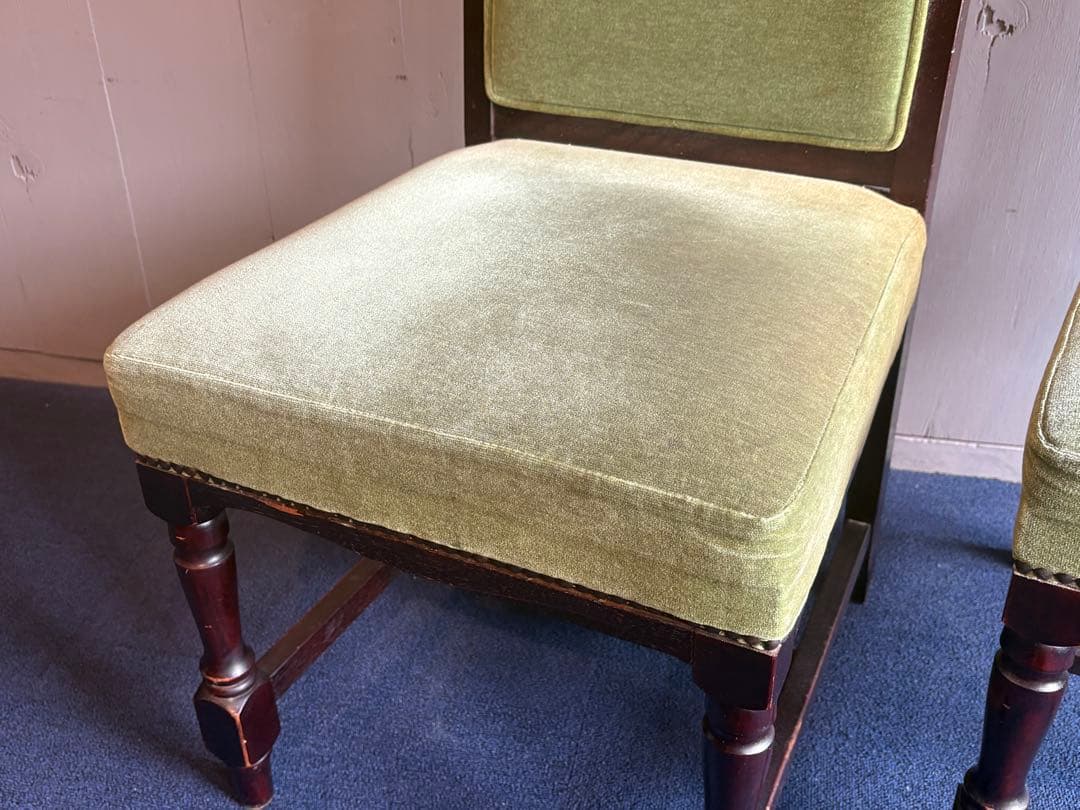 緑色のクラシックダイニングチェア2脚セット チェア③ アンティーク