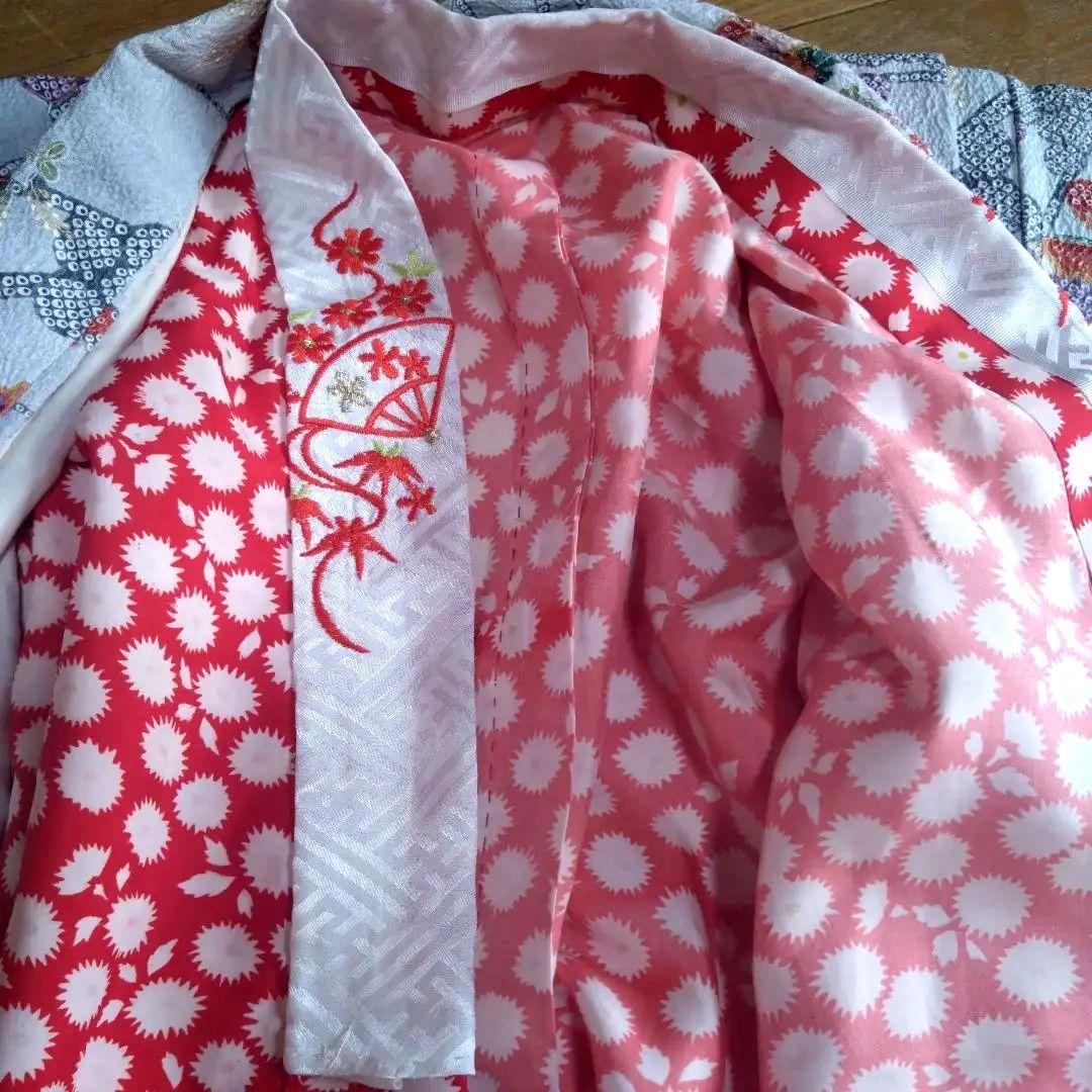 上品レトロレアカラー★ちりめん古典グレー★着物帯他小物フルセット