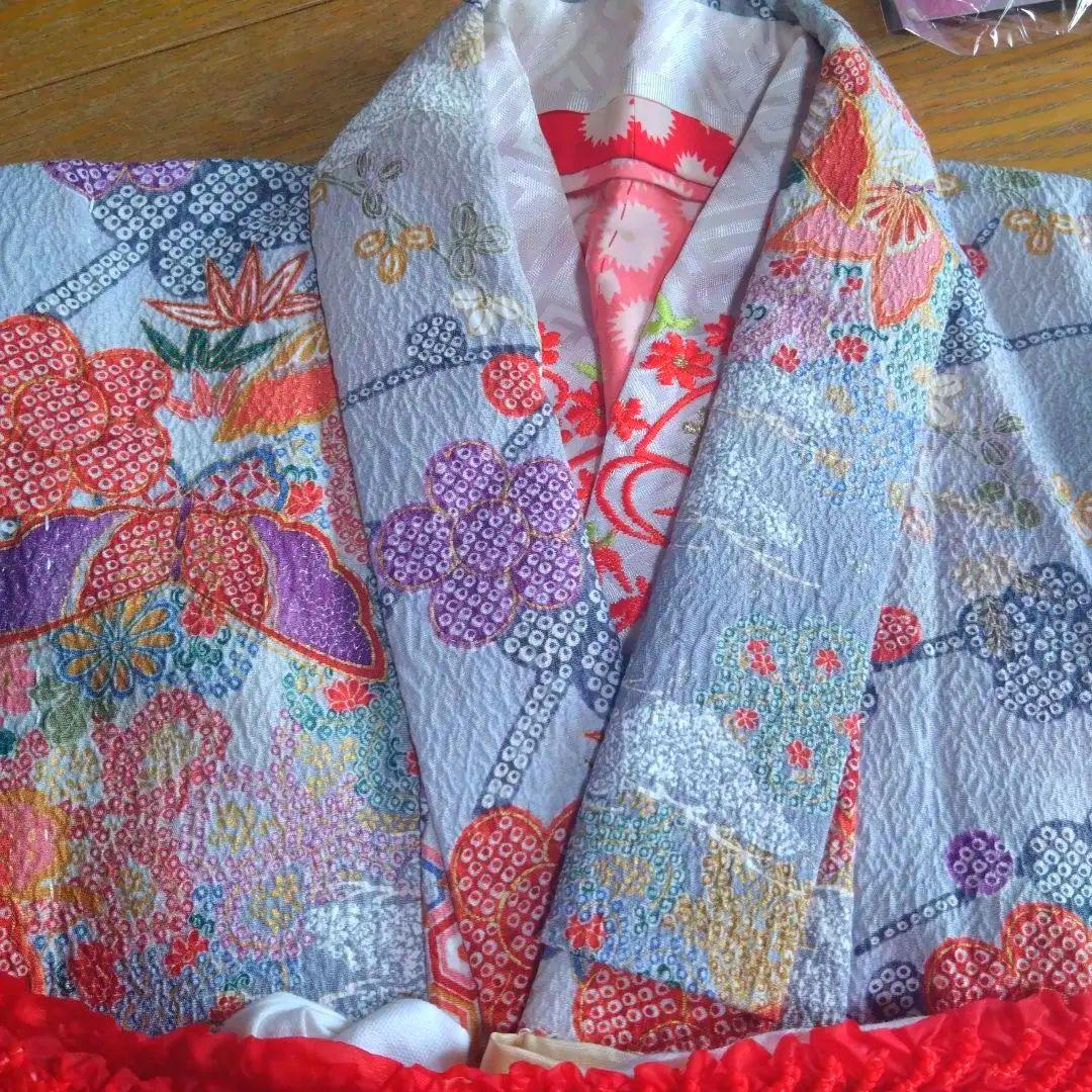 上品レトロレアカラー★ちりめん古典グレー★着物帯他小物フルセット