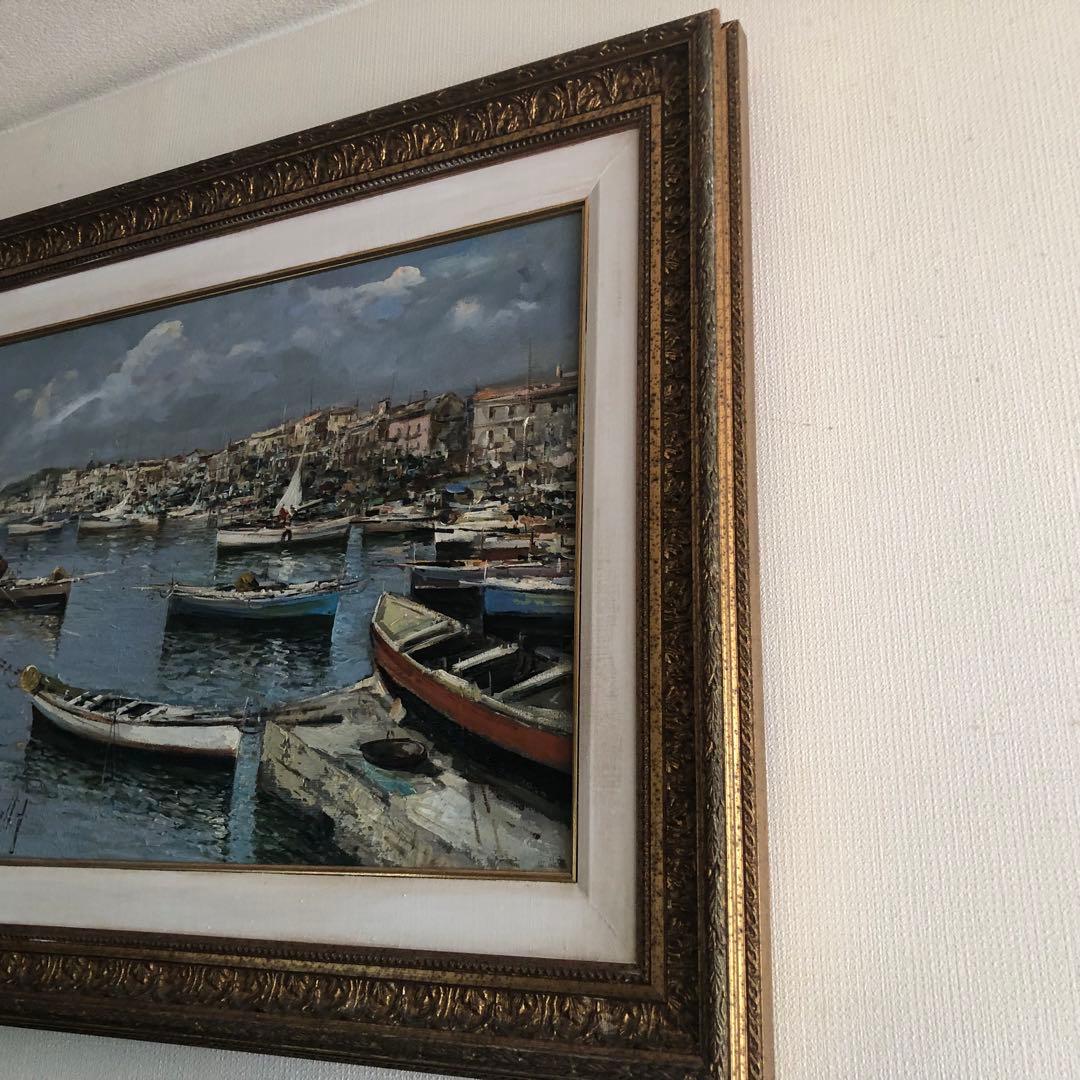 Ciro Canzanella 港の風景 油彩画