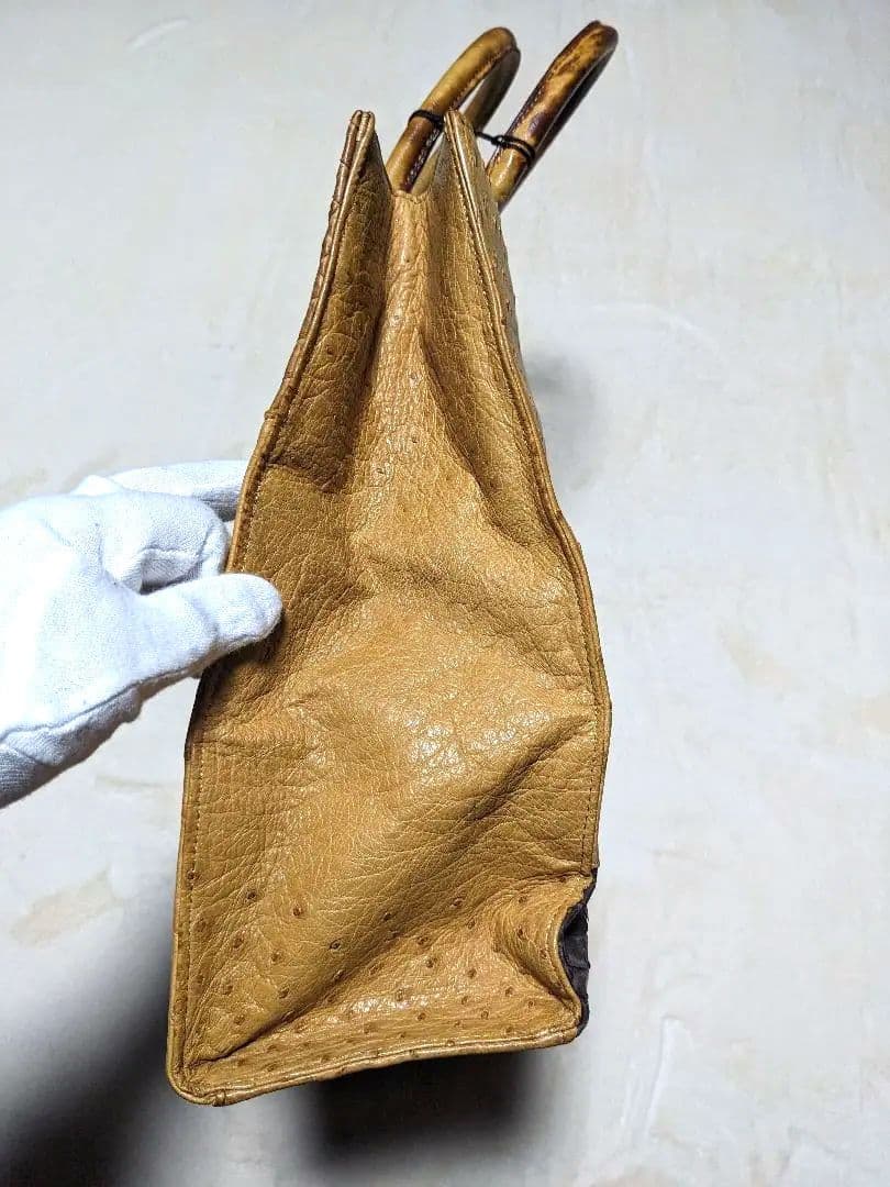 エキゾチックレザー　トートバッグ パイソン オーストリッチ A4 キャメル