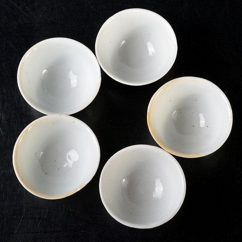 中国　南京染付　青花メダカ文煎茶碗　五客　M　6845