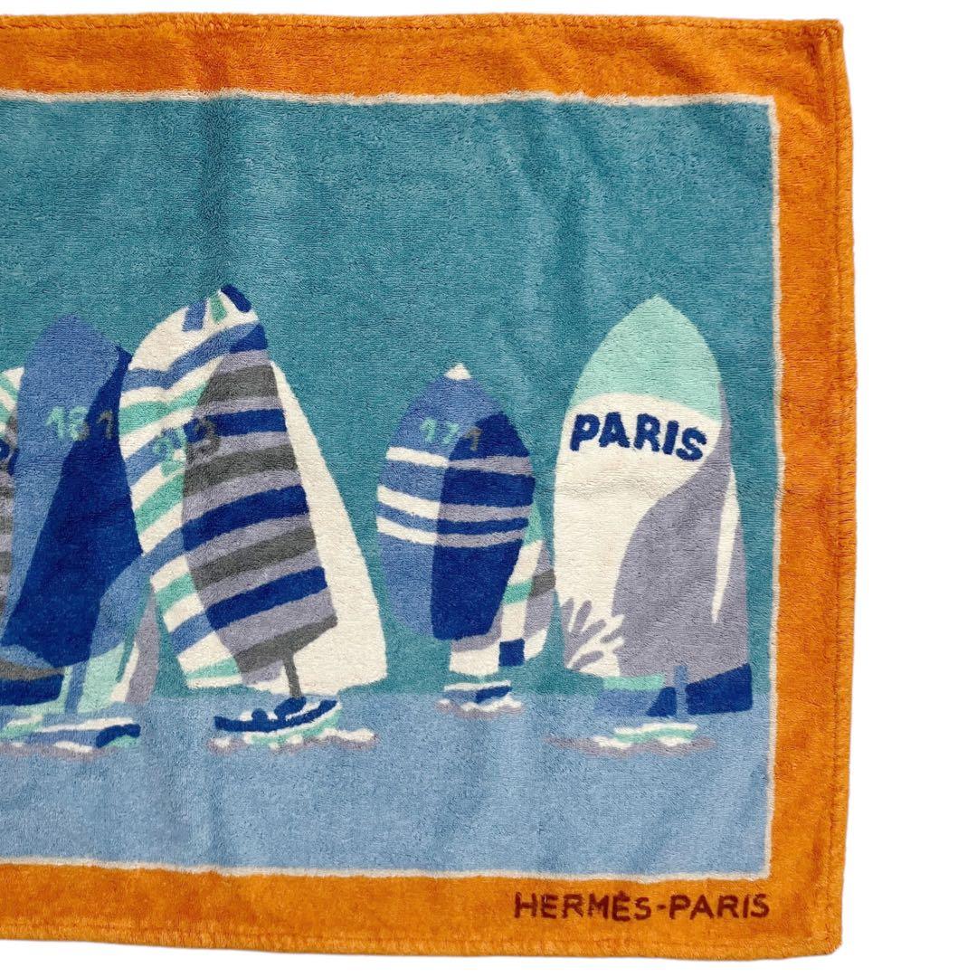 ⭐️美品⭐️ エルメス ビーチタオル ヨット 船 オレンジ マット