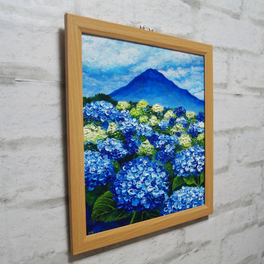 油絵 油彩 油彩画 絵画 絵【紫陽花と富士山】
