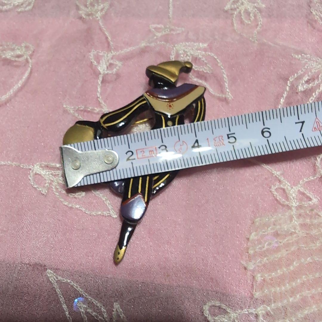 本鼈甲蒔絵ピエロブローチ