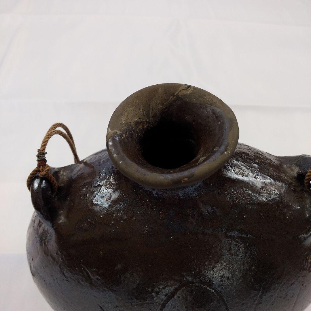 黒釉壺　黒釉扁壺　民芸壺　民芸扁壺　唐津扁壺　唐津壺　李朝壺　李朝扁壺　唐津