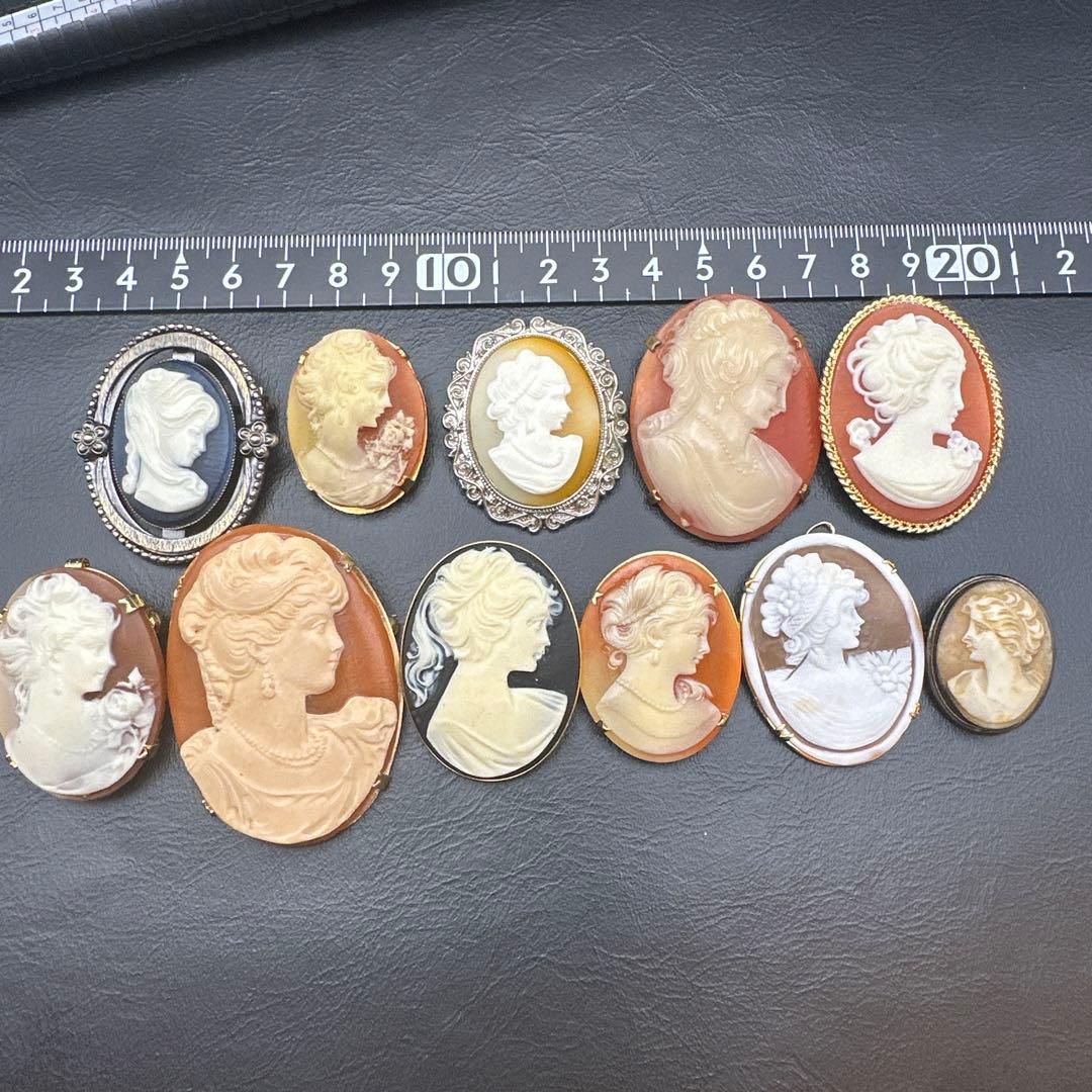 【vintage】カメオ　ブローチ　まとめ売り　11点　2wayあり