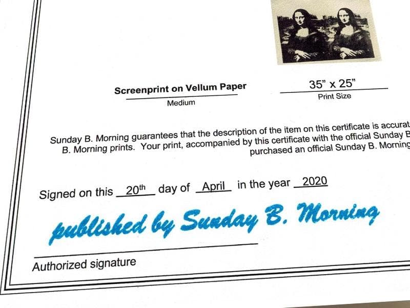 額装品/Sunday B Morning　W モナリザ 限定2500枚/ポスター