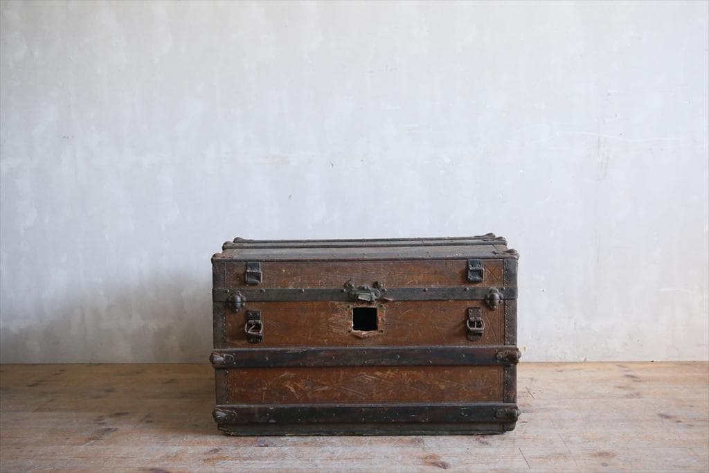 英国アンティーク古木トランクケース/スーツケース/テーブル机(74-307)