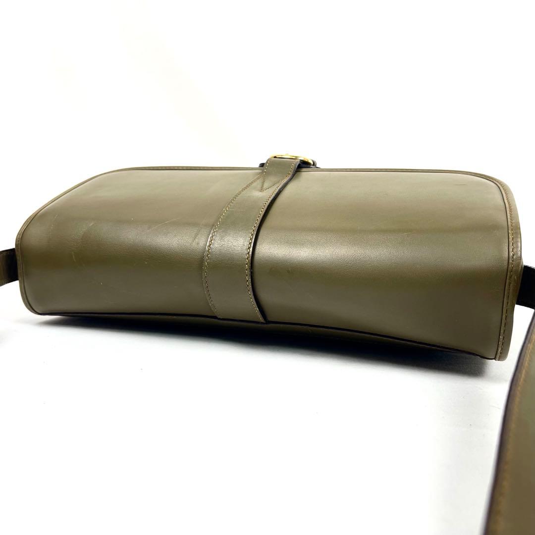 グッチ　ショルダーバッグ　ビンテージ　レザー　極美品　レディース　希少色