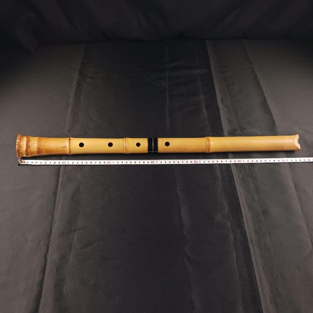 Y3110-5 琴古流 尺八 在銘 銀三線 全長64㎝ 竹製