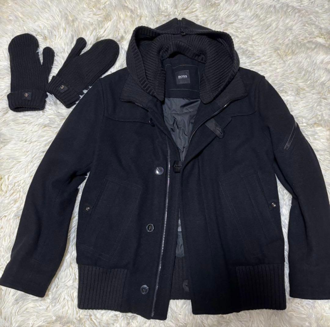 HUGOBOSS ウールフーデットジャケット 手袋付