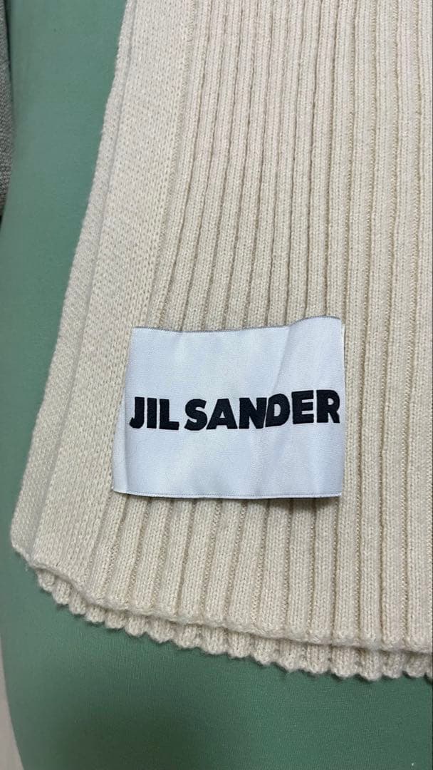 JIL SANDER アイボリー リブ編みスカーフ