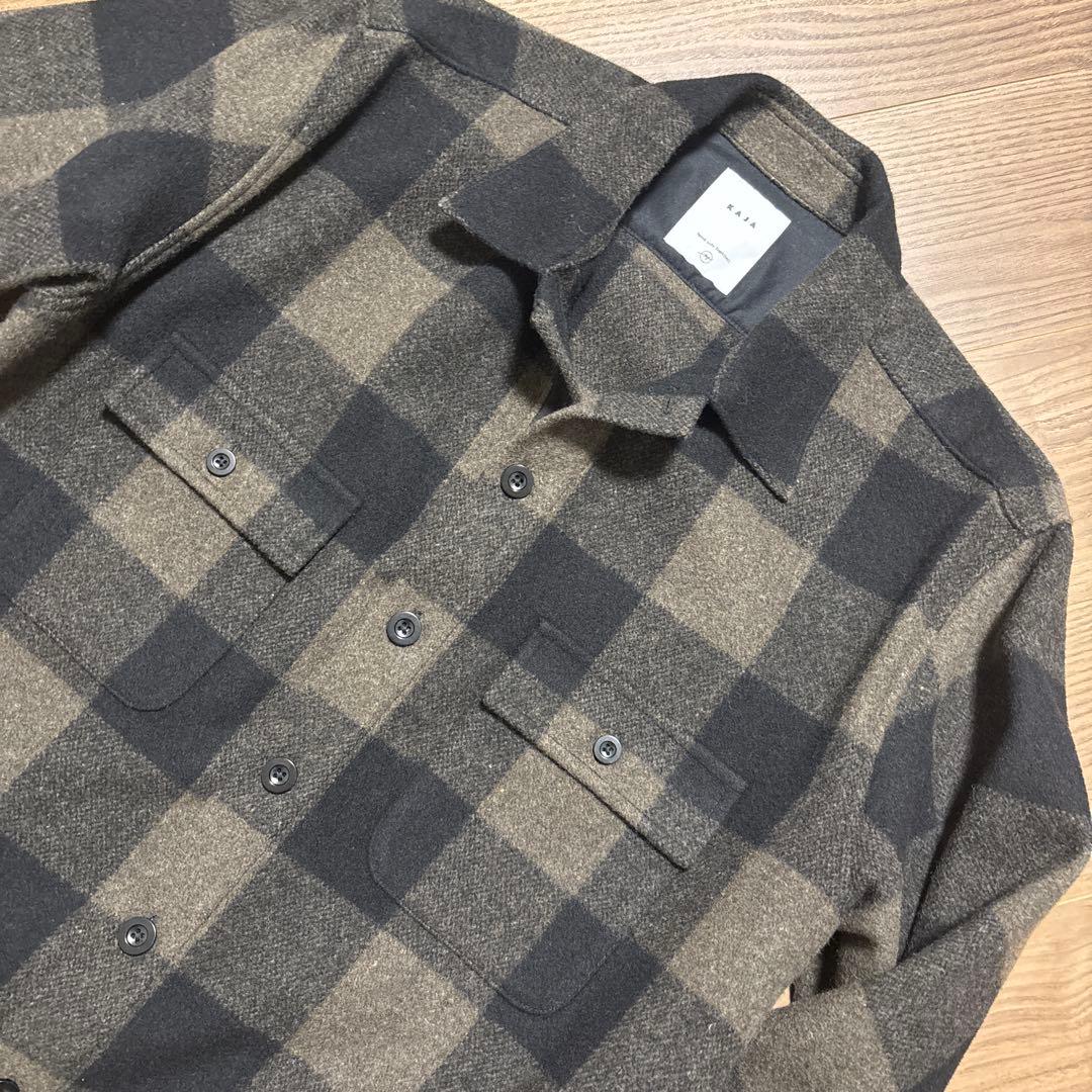 KAJA ウールバッファローチェックCPOジャケット　サイズ2 カーキ