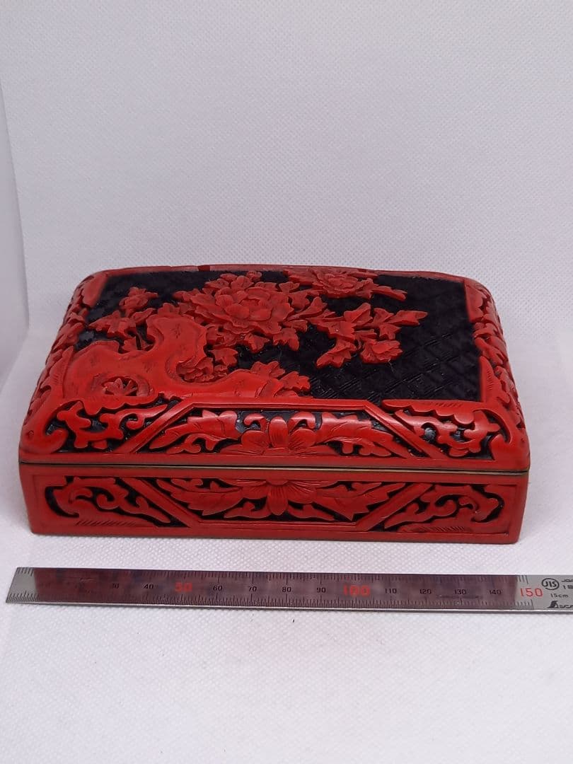 中国美術　内七宝　堆朱　宝石箱　文房具　小物入れ