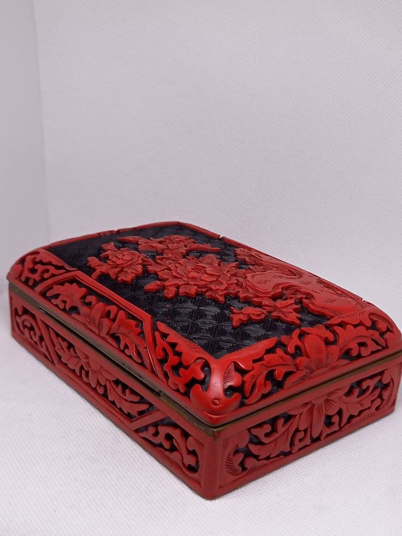 中国美術　内七宝　堆朱　宝石箱　文房具　小物入れ