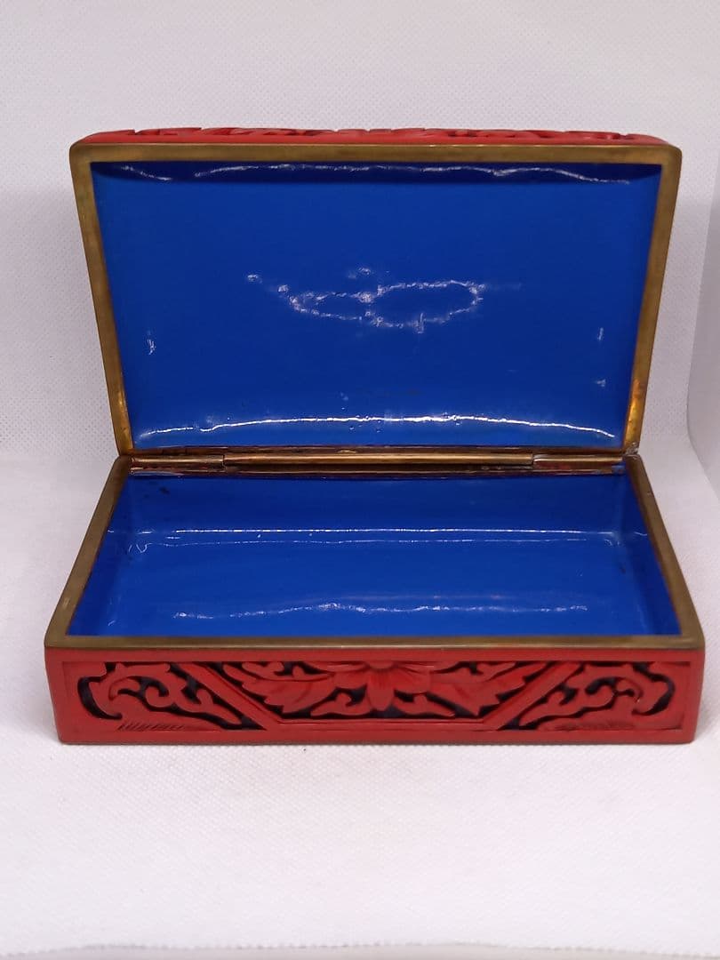 中国美術　内七宝　堆朱　宝石箱　文房具　小物入れ