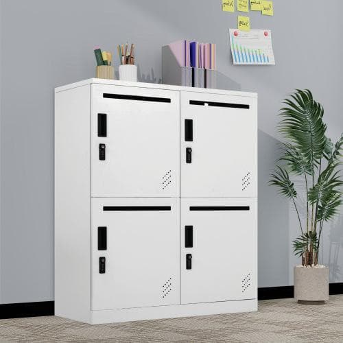 パーソナルロッカー 4人用 2段 スチール製 キャビネット 収納棚 スリム 収納