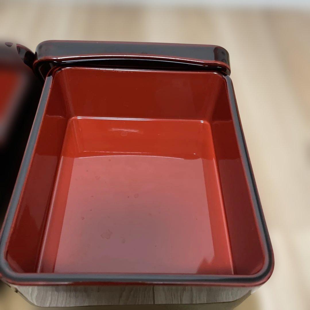 アソベ　漆器 重箱 黒と赤のツートン 箱付き　2個セット