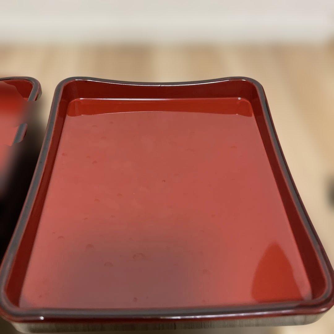 アソベ　漆器 重箱 黒と赤のツートン 箱付き　2個セット