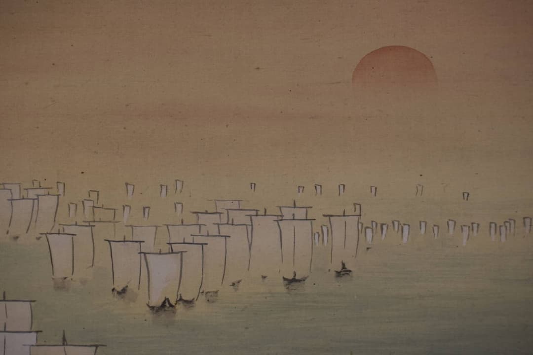 【真作】中島醴泉/入舟図/入帆静波図/掛軸☆宝船☆Y-420　JM