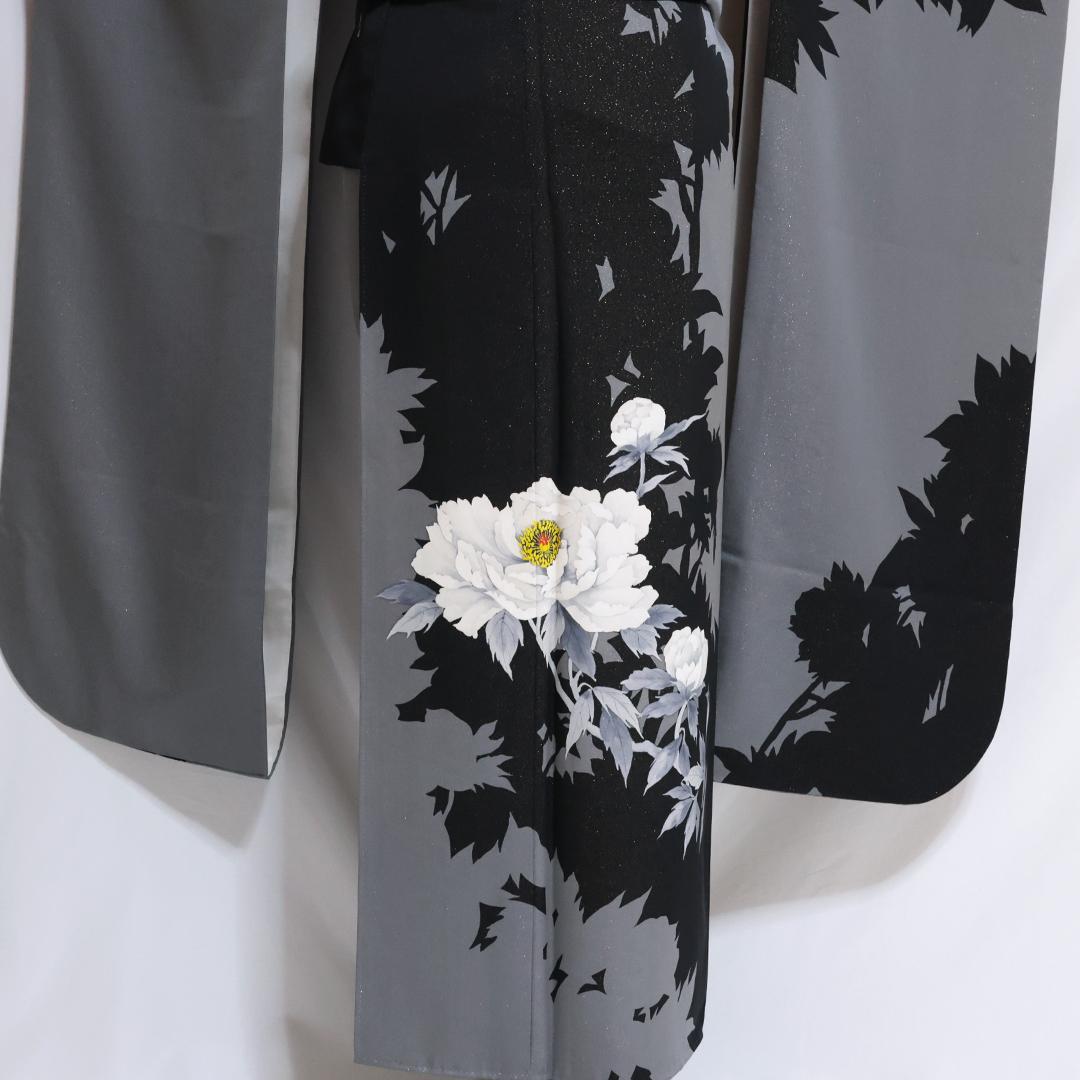 モノトーン系黒グレー■振袖6点セット156.5cm帯新品フルセット成人式GT25