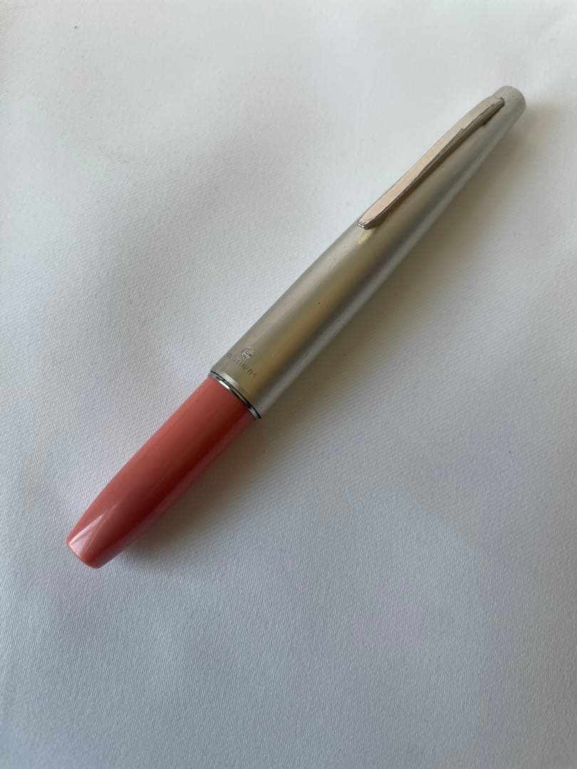 B / PLATINUM プラチナ 万年筆 14K K14 ピンク レトロ 中古