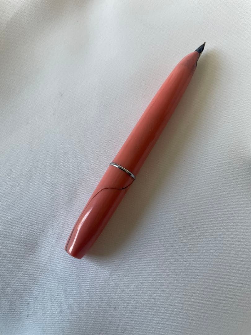 B / PLATINUM プラチナ 万年筆 14K K14 ピンク レトロ 中古
