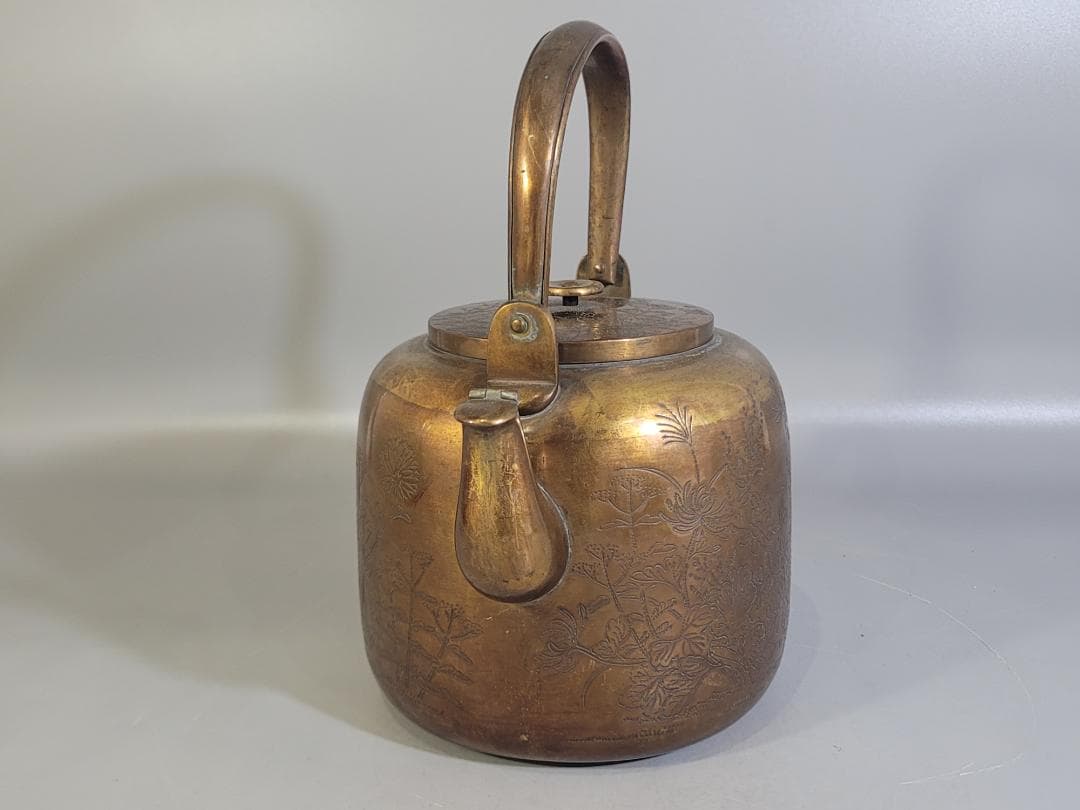 茶道具 鍍金 銅水注 瓶 時代物 DT534