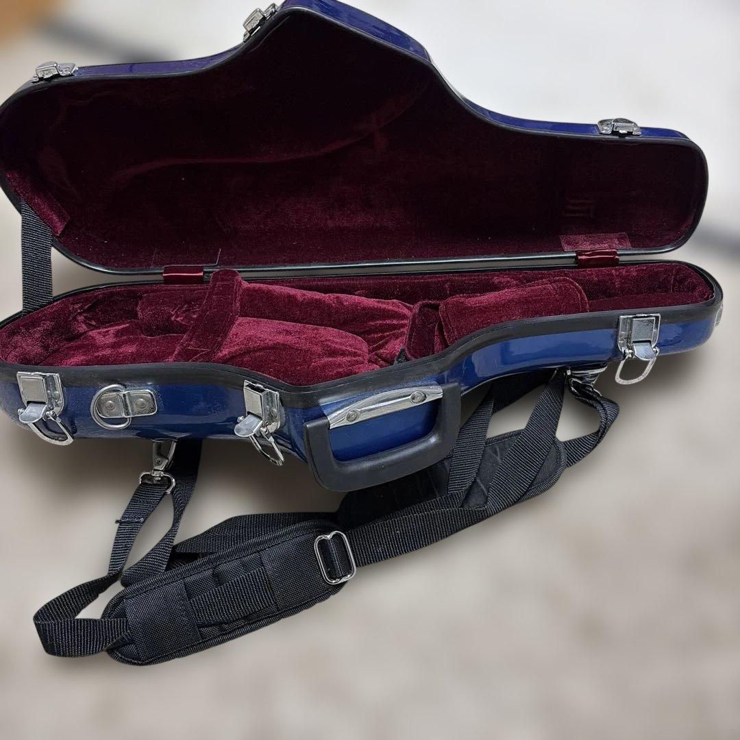 サックスケース 青 ワインレッド内装