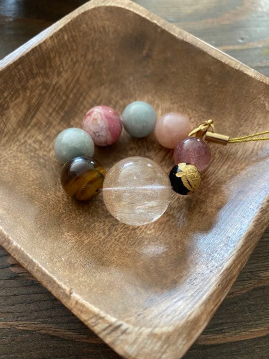 天然石ストラップ　大玉