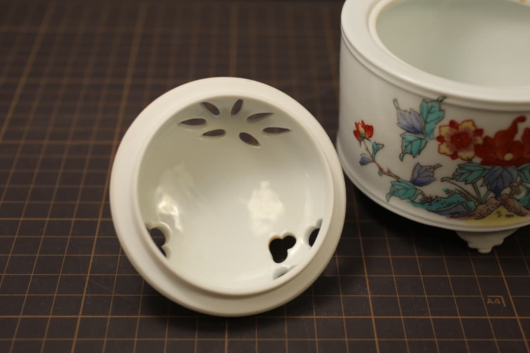 【即購入可】伊万里・鍋島焼／大秀窯／大串秀二／香炉／色絵付／古美術／茶道／煎茶