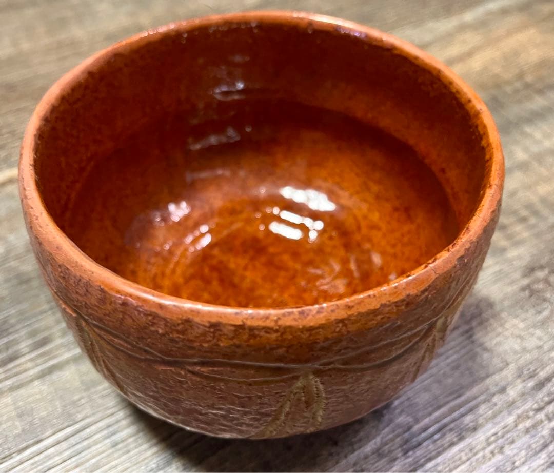 飴色釉 抹茶茶碗　注連縄