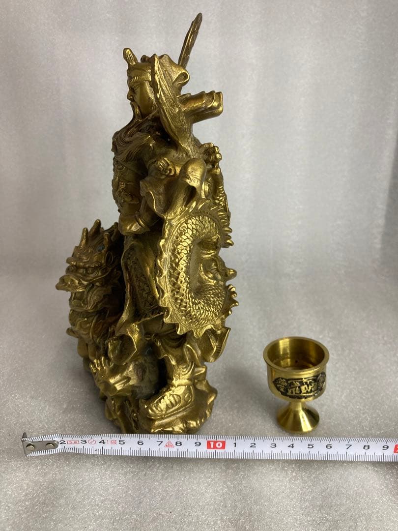 三国 関羽 雲長 武聖 龍 金属製 オブジェ 置物 セット