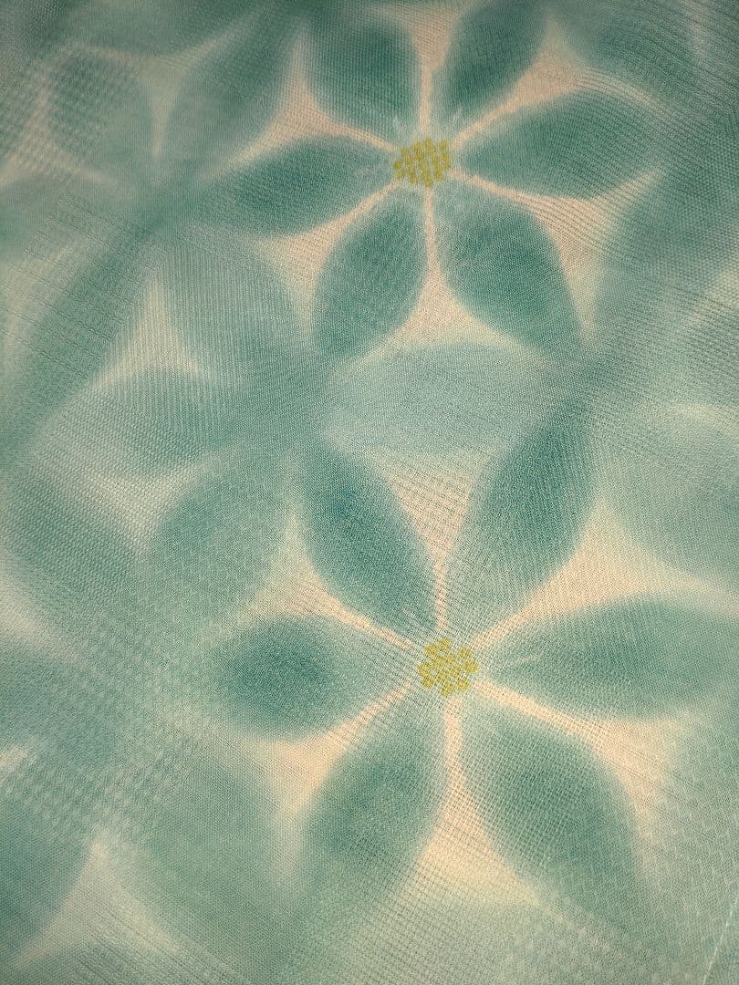 新品未使用　浴衣　雪花絞り調　ターコイズブルー　高級浴衣　夏着物