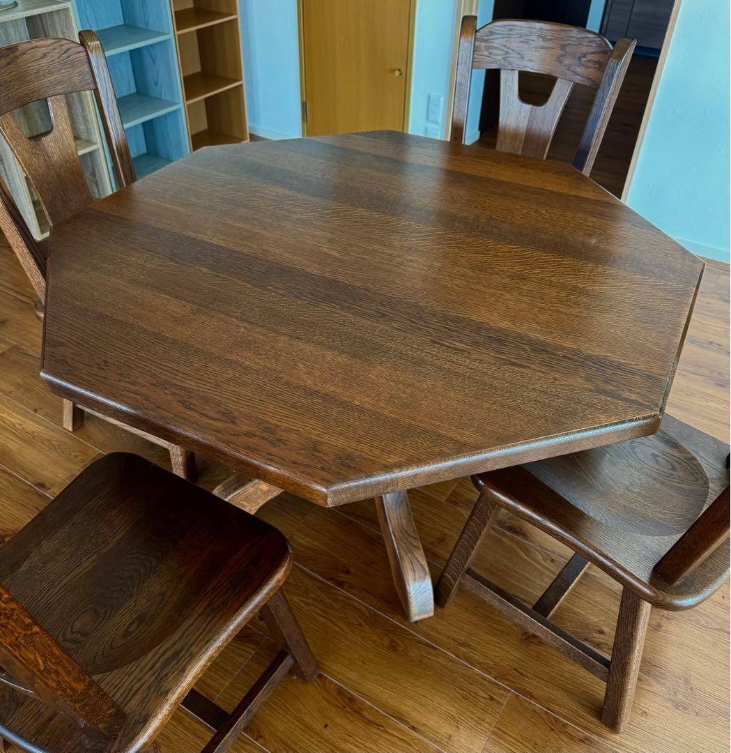 オーク無垢 オランダ民芸 ダイニング5点セット 神戸市近隣エリア対象