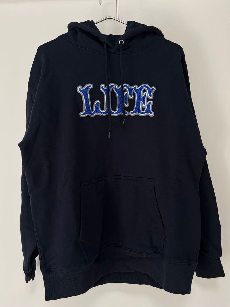 小沢健二　LIFEフッディー ネイビー×グレー×ブルーパーカー　XL