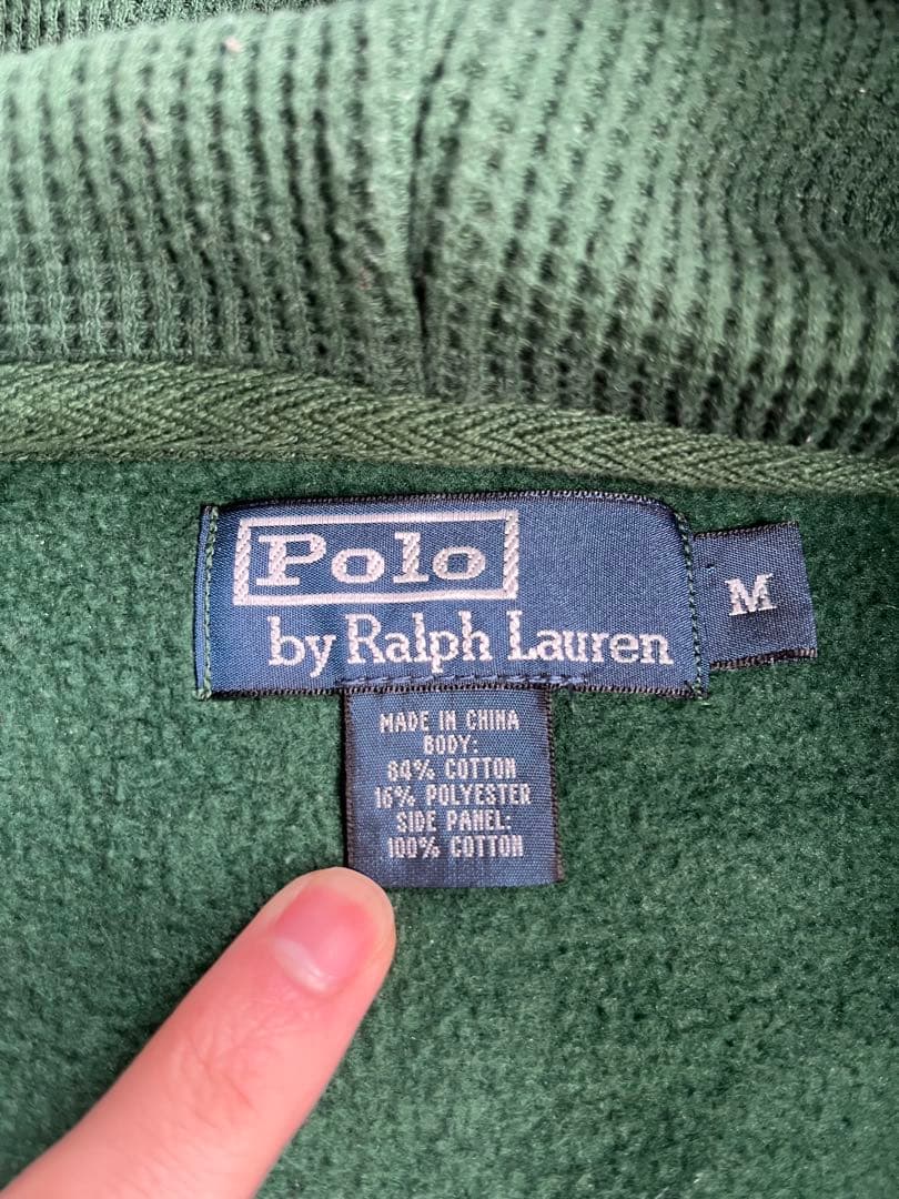 90s〜00s ポロラルフローレン フルジップパーカー サイドリブ 赤ポニー