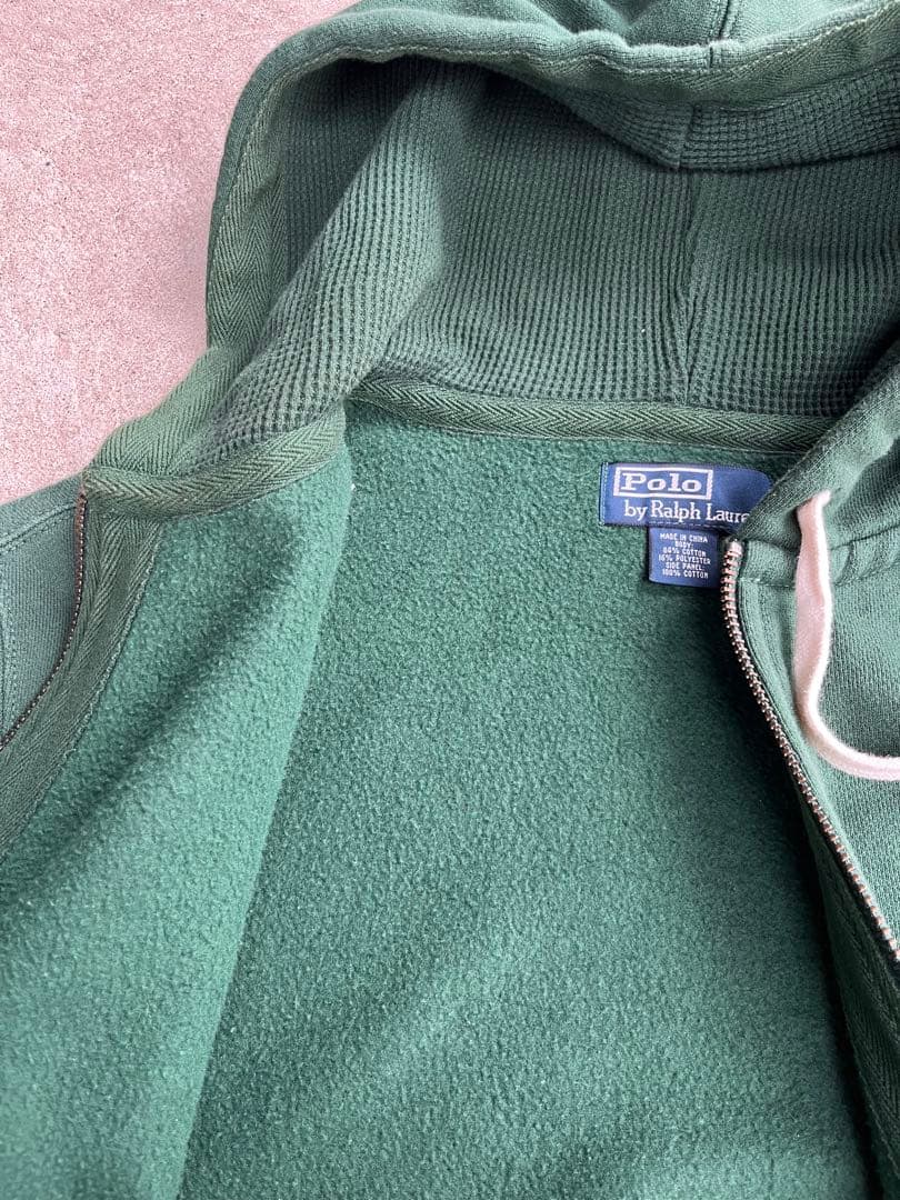 90s〜00s ポロラルフローレン フルジップパーカー サイドリブ 赤ポニー