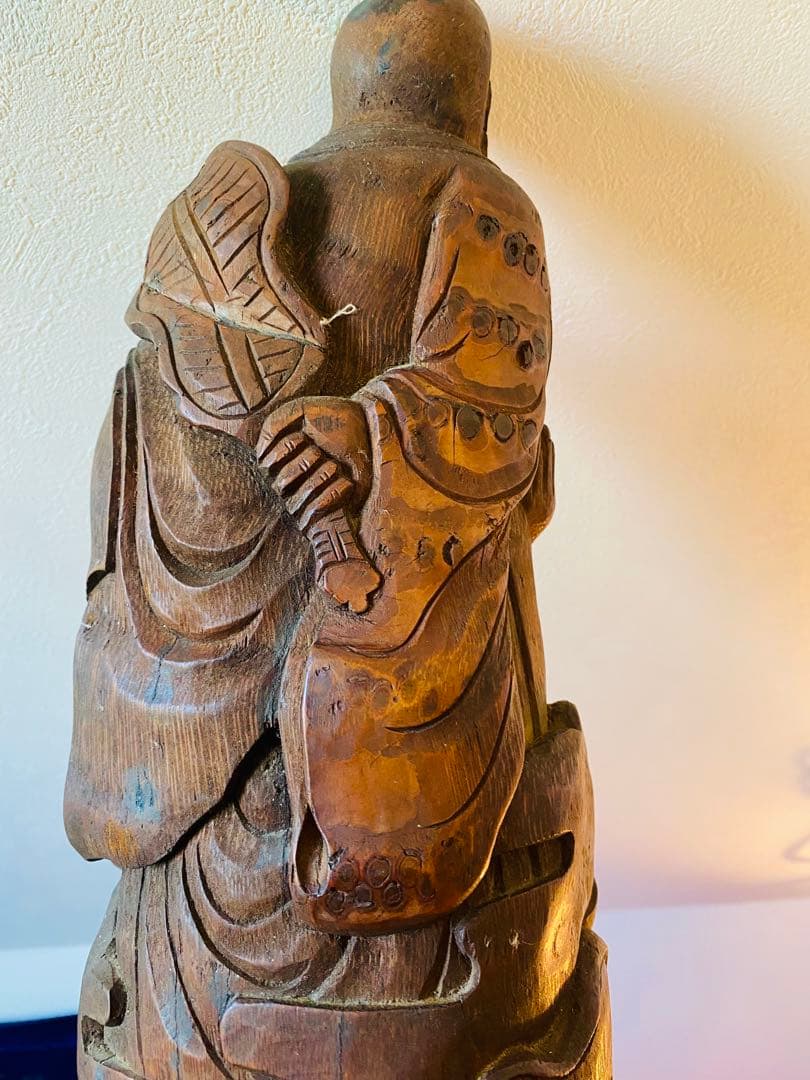 竹根彫刻 二体の人物像 約38cm1点 TA1165