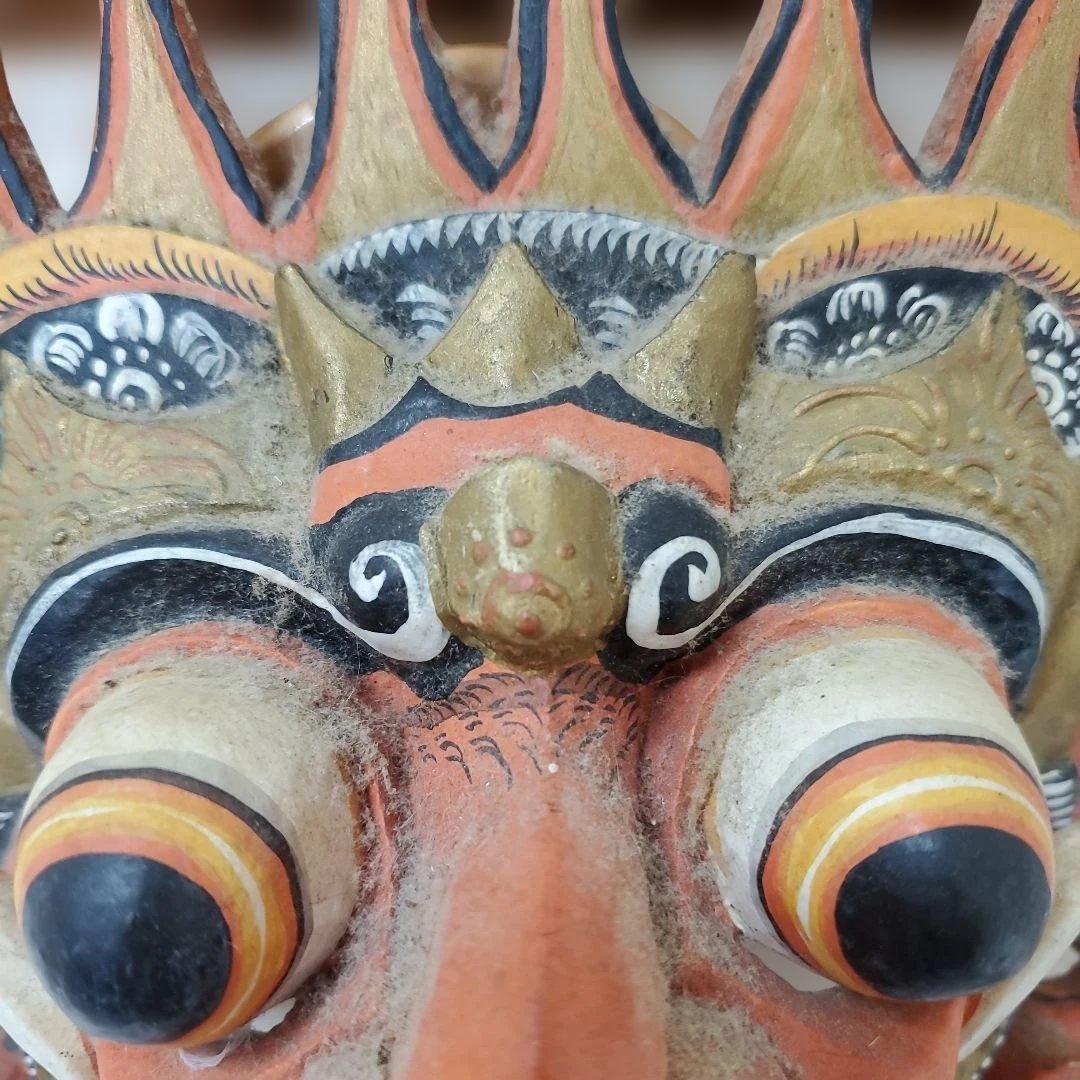 バリの伝統的な木製面、ガムラン、ケチャック、バリ島、神秘的、手彫り、守り神、金運