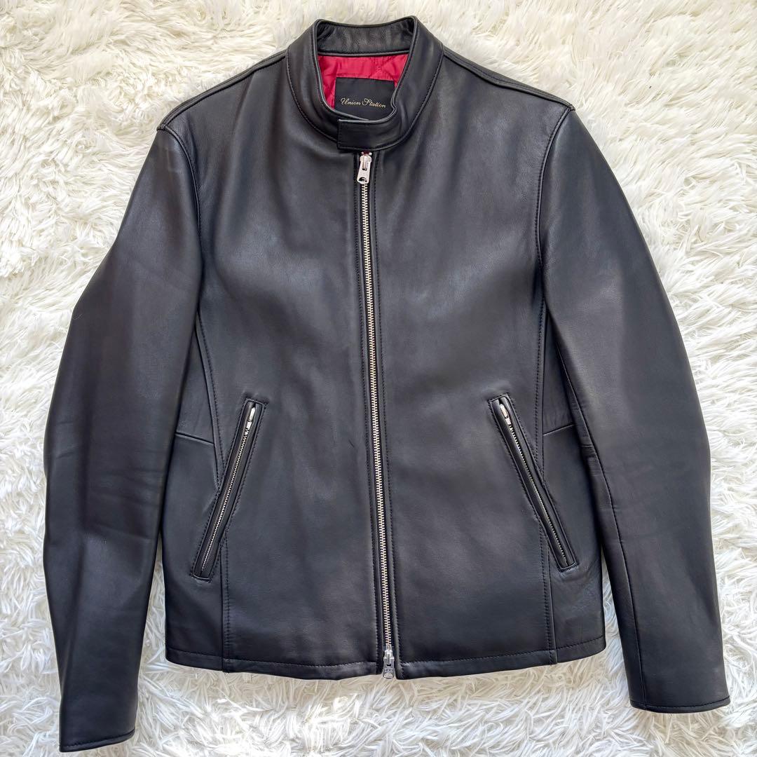 【極美品】羊革 キルティング メンズビギ シングル ライダースジャケット 赤