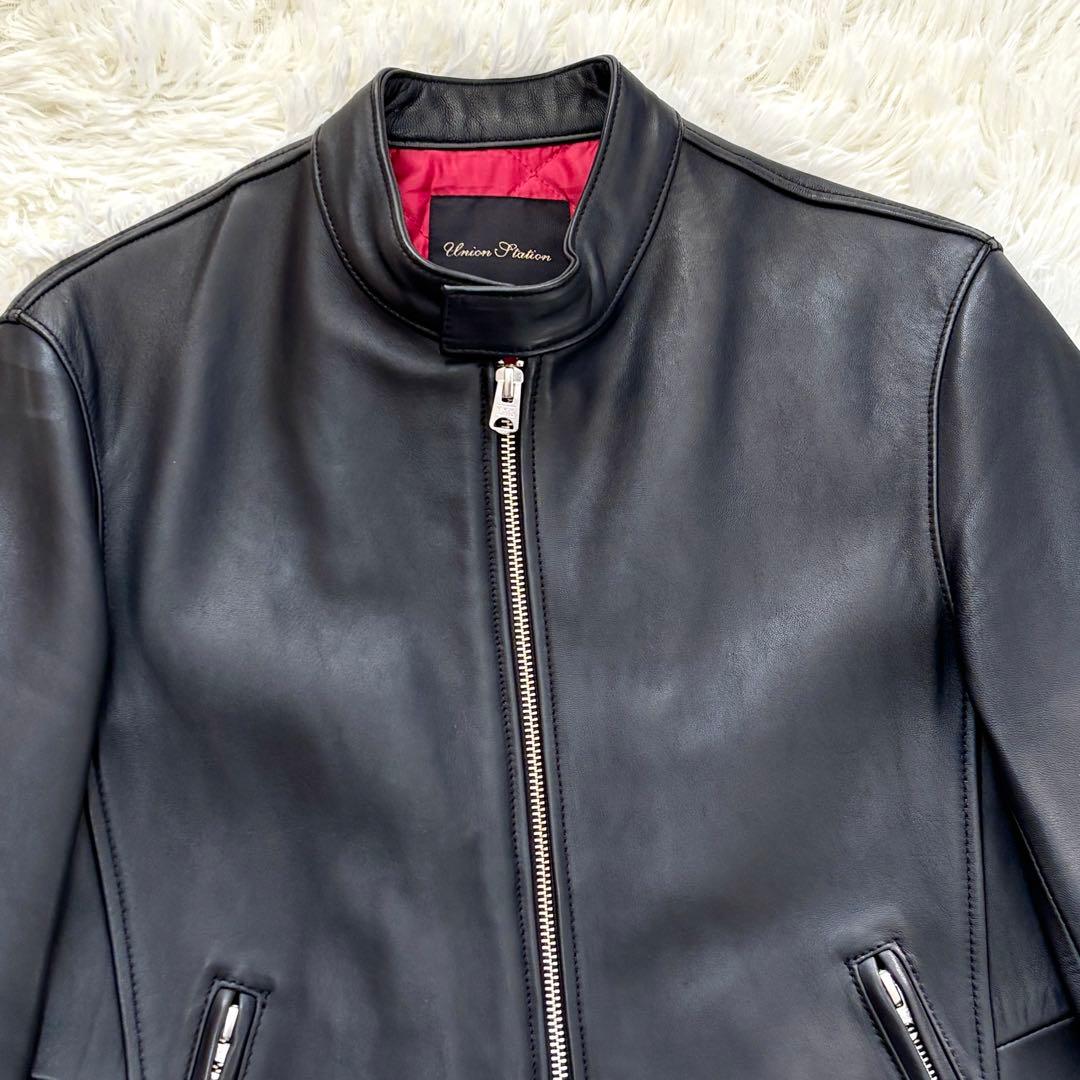 【極美品】羊革 キルティング メンズビギ シングル ライダースジャケット 赤