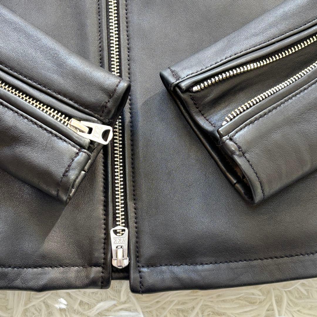 【極美品】羊革 キルティング メンズビギ シングル ライダースジャケット 赤