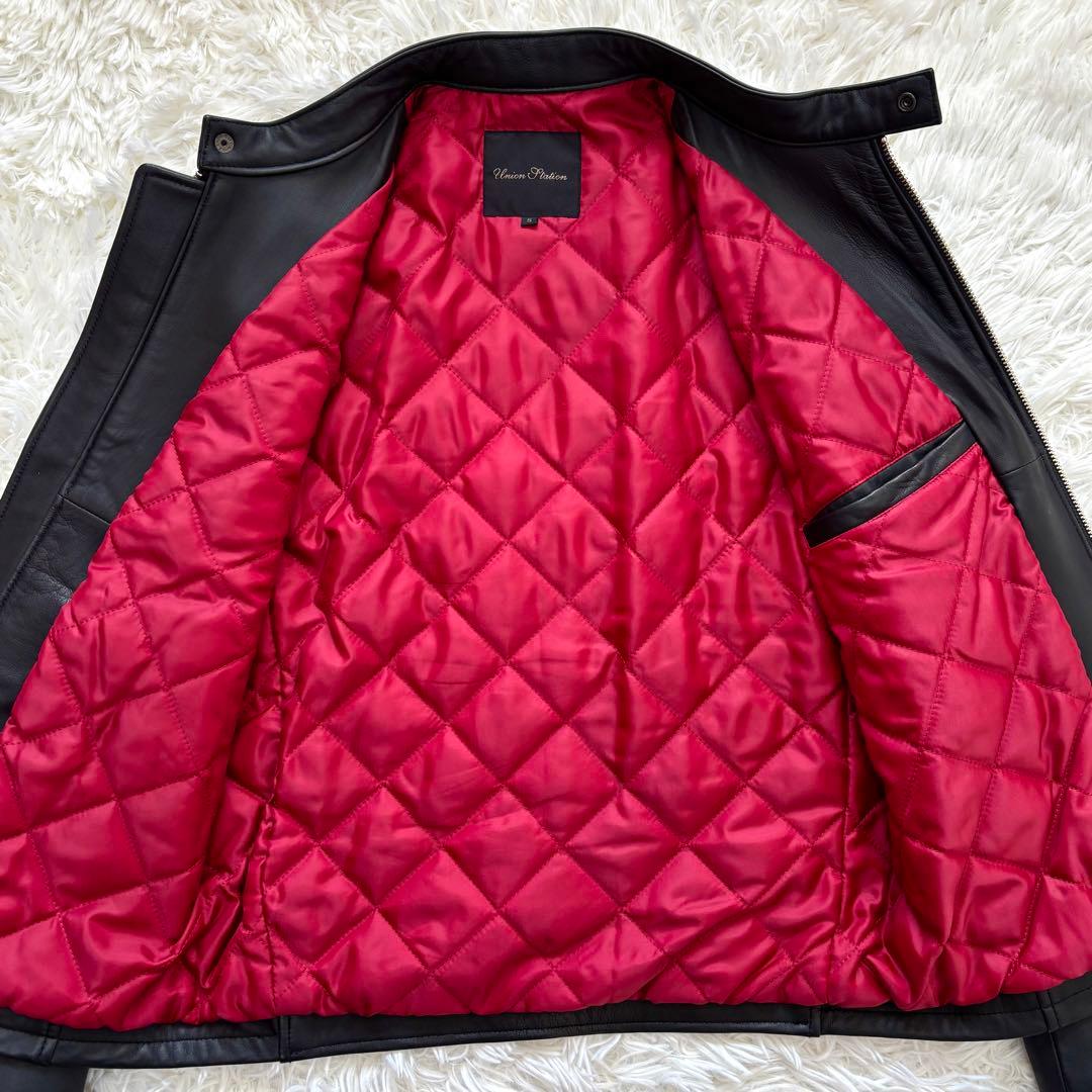 【極美品】羊革 キルティング メンズビギ シングル ライダースジャケット 赤